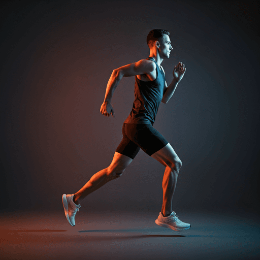 Athlete running with vibrant gradient overlay